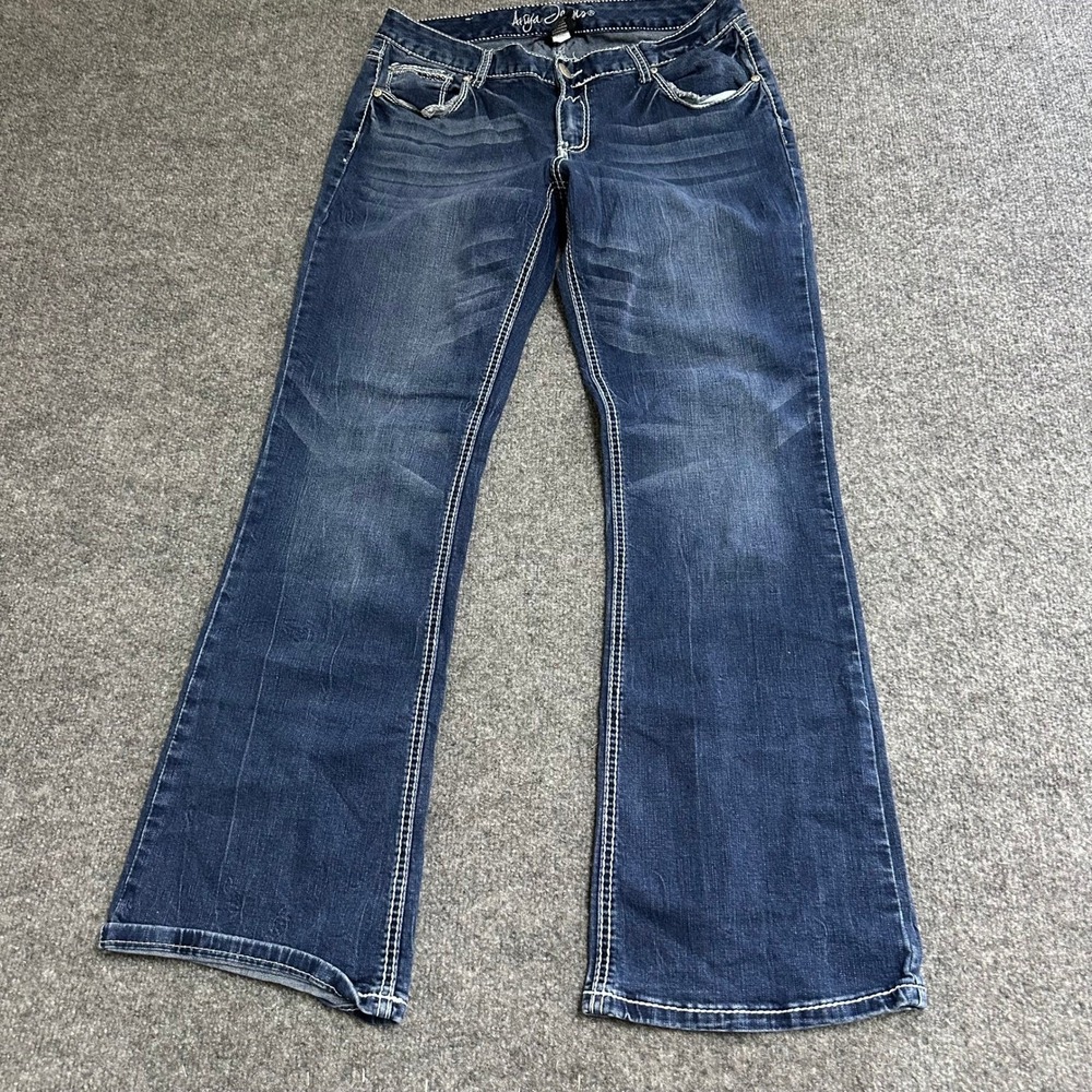 Arya Jeans Jeans Womens Size 13/14 Blue Bootcut Contrast Stitch Low Rise Stretch